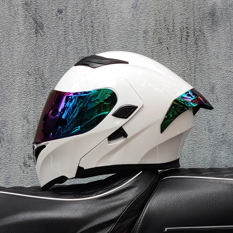 SHEEHELMET™ Apex White Szczękowy Kask Motocyklowy