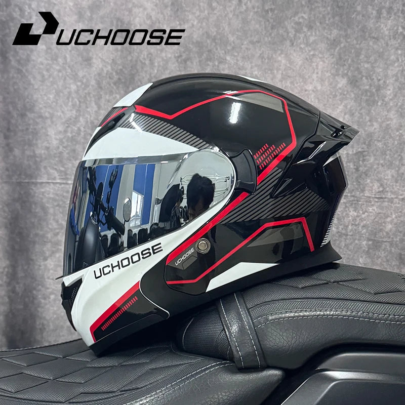 SHEEHELMET™ Titan Gray-White - Szczękowy Kask Motocyklowy (Cer.DOT)
