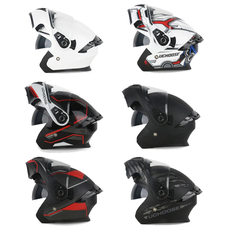 SHEEHELMET™ Titan White Red - Szczekowy Kask Motocyklowy(Cer.DOT)