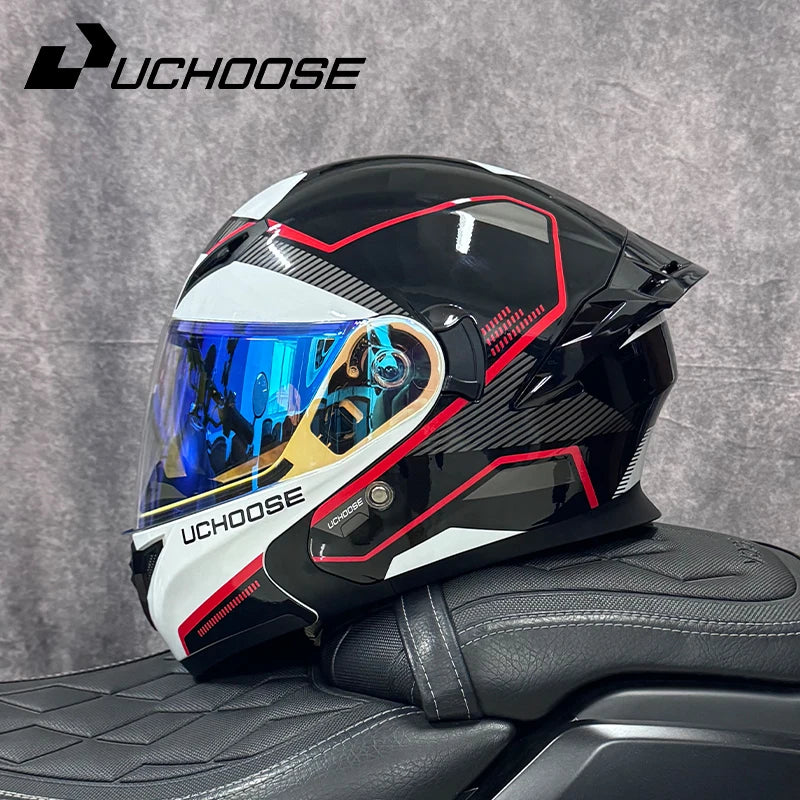 SHEEHELMET™ Titan Gray-White - Szczękowy Kask Motocyklowy (Cer.DOT)