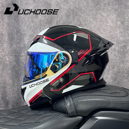 SHEEHELMET™ Titan Gray-White - Szczękowy Kask Motocyklowy (Cer.DOT)