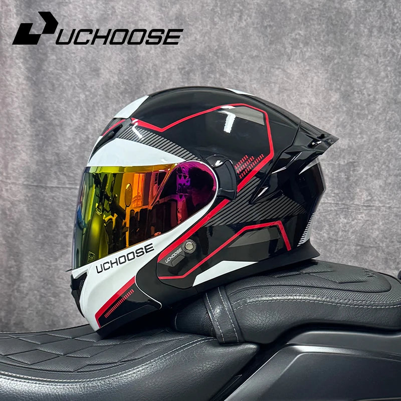 SHEEHELMET™ Titan Gray-White - Szczękowy Kask Motocyklowy (Cer.DOT)