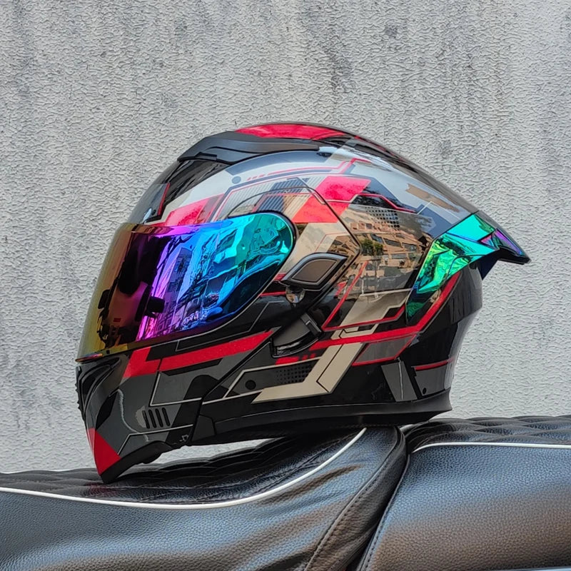 SHEEHELMET™ Apex Glow Gray - Szczękowy Kask Motocyklowy (Cer.DOT)