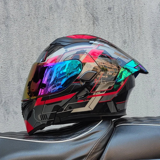 SHEEHELMET™ Apex Glow Gray - Szczękowy Kask Motocyklowy (Cer.DOT)