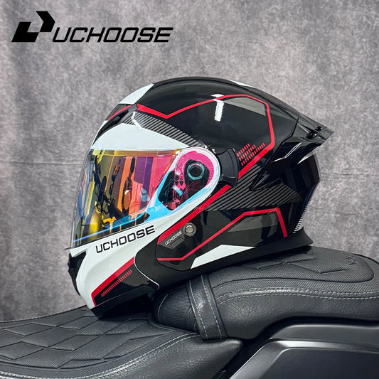 SHEEHELMET™ Titan Gray-White - Szczękowy Kask Motocyklowy (Cer.DOT)