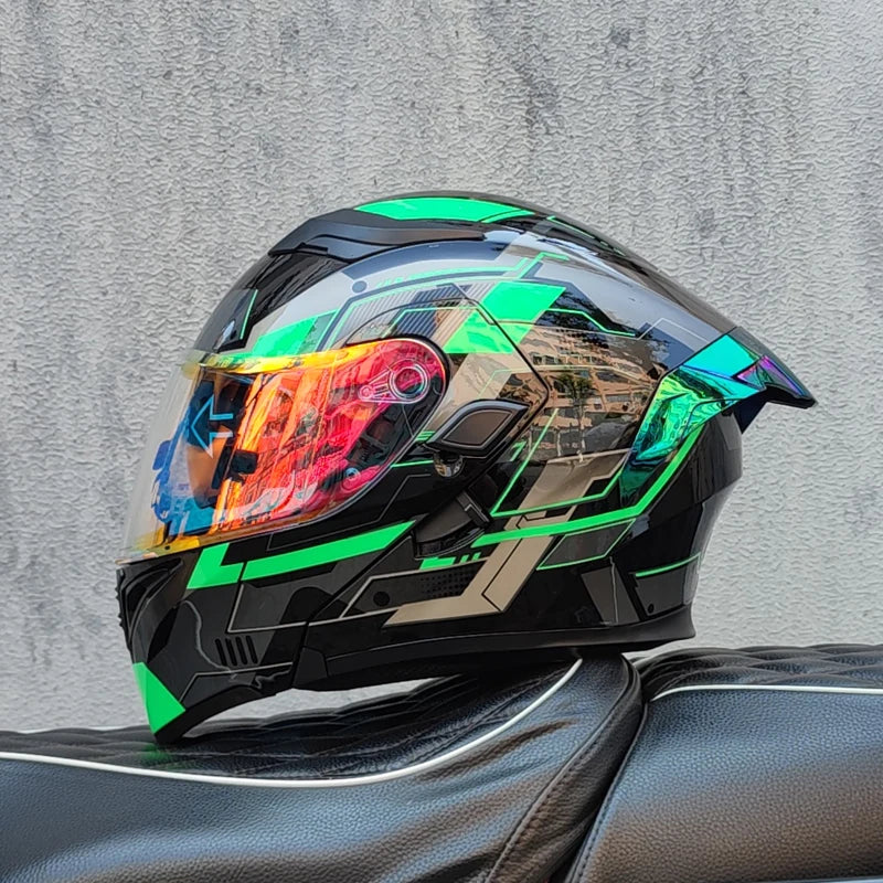 SHEEHELMET™ Apex Glow Gray - Szczękowy Kask Motocyklowy (Cer.DOT)