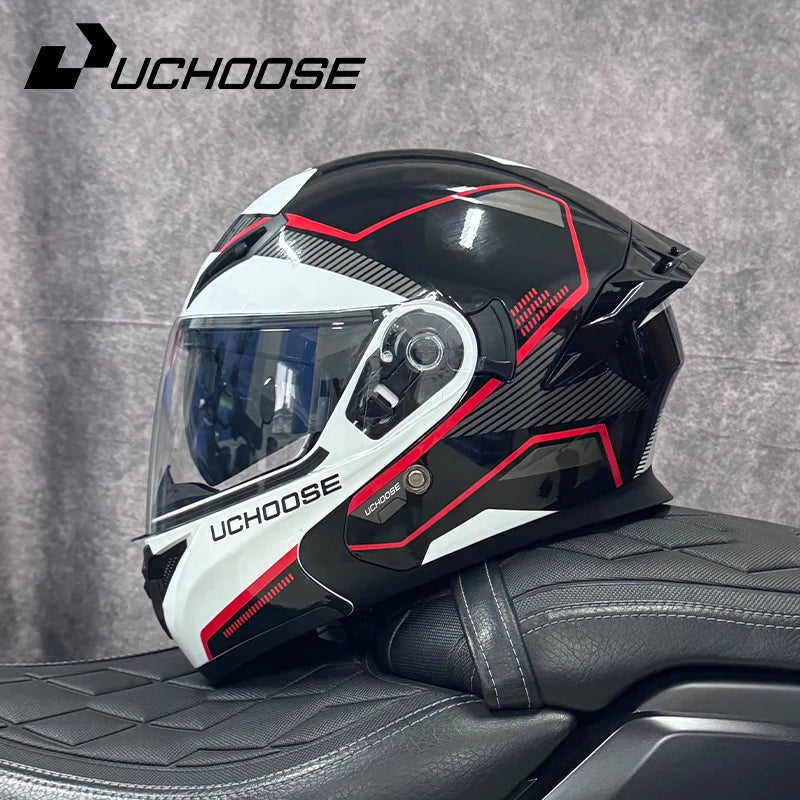 SHEEHELMET™ Titan Gray-White - Szczękowy Kask Motocyklowy (Cer.DOT)
